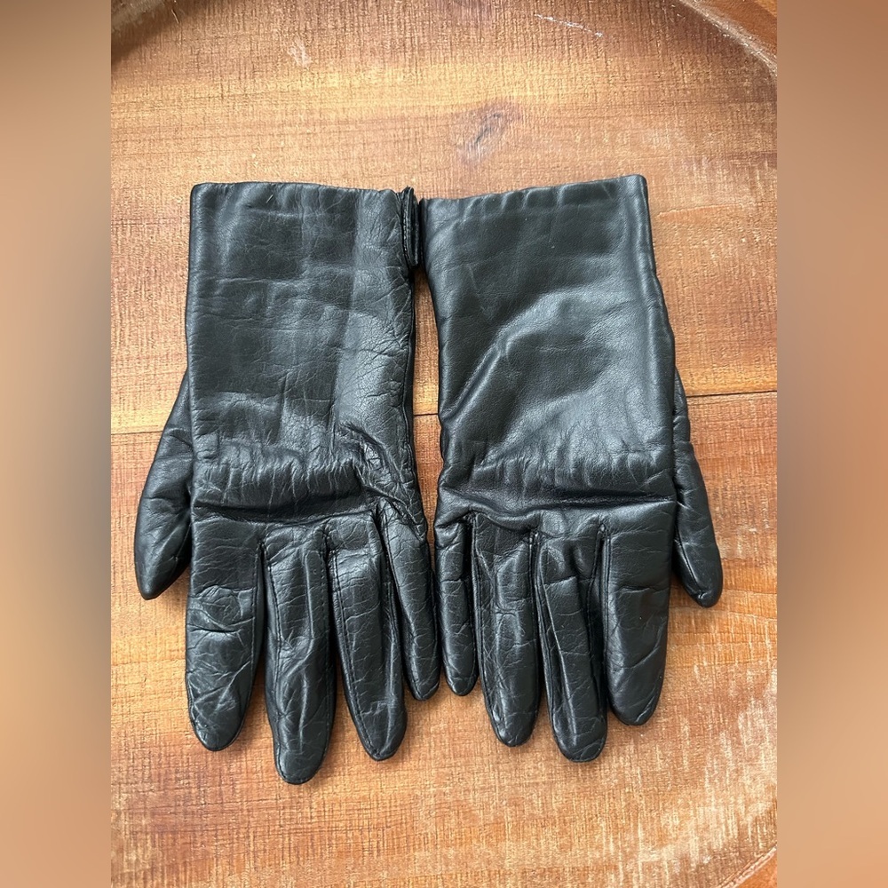 Vintage Classic 100% Fur Lining Genuine Leather Black Gloves - Picture 3 of 12